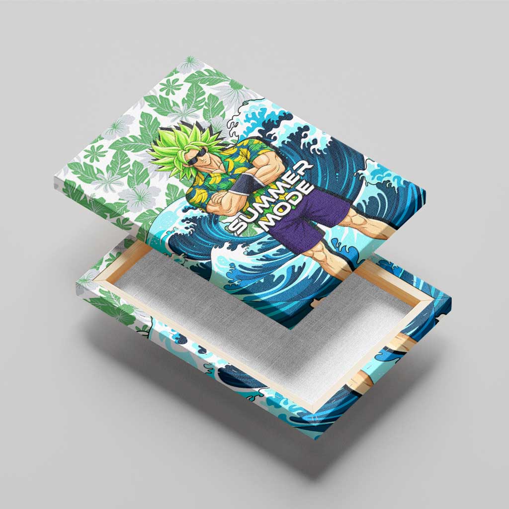 Broly Dragon Ball Summer Theme Canvas Wall Art with Banana Shirt Sunglasses Shenron and Tropical Ocean Background - The Mazicc