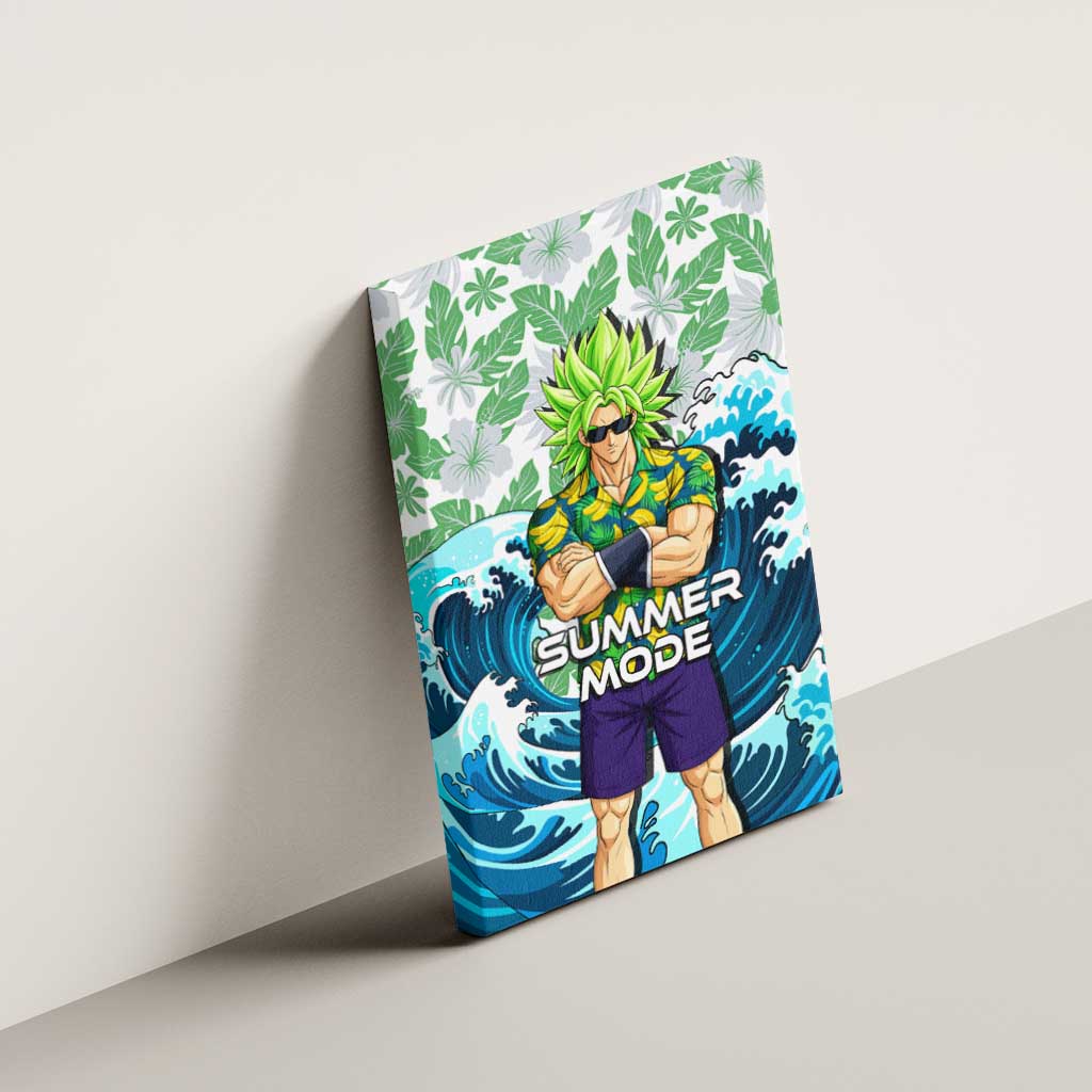 Broly Dragon Ball Summer Theme Canvas Wall Art with Banana Shirt Sunglasses Shenron and Tropical Ocean Background - The Mazicc