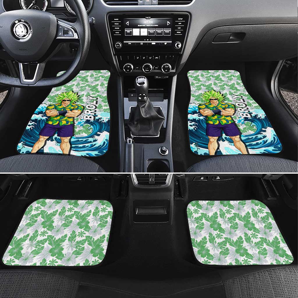 Broly Dragon Ball Summer Theme Car Mats with Banana Shirt Sunglasses Shenron and Tropical Ocean Background - The Mazicc