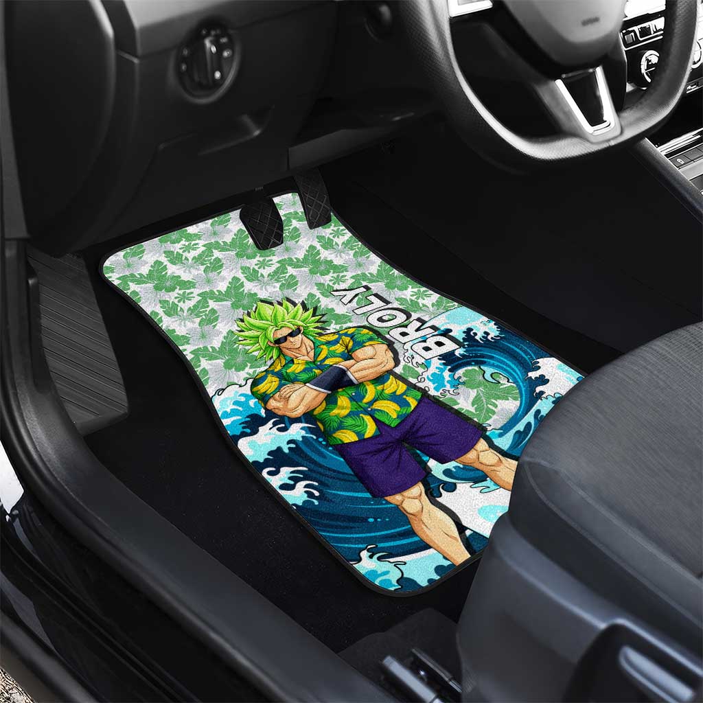 Broly Dragon Ball Summer Theme Car Mats with Banana Shirt Sunglasses Shenron and Tropical Ocean Background - The Mazicc