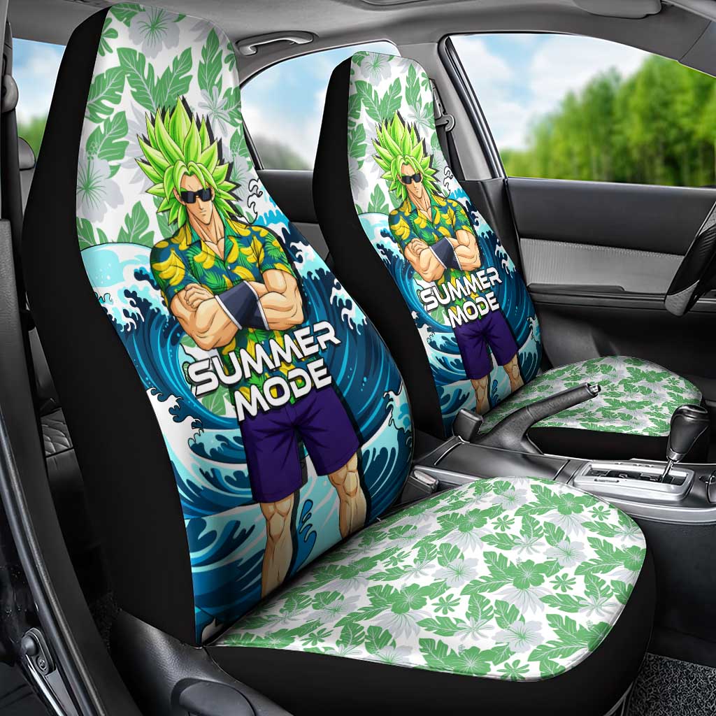 Broly Dragon Ball Summer Theme Car Seat Cover with Banana Shirt Sunglasses Shenron and Tropical Ocean Background - The Mazicc