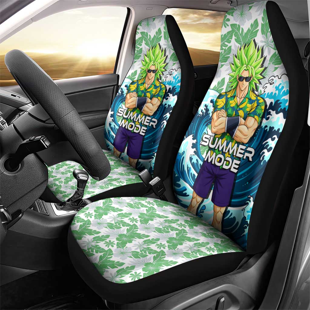 Broly Dragon Ball Summer Theme Car Seat Cover with Banana Shirt Sunglasses Shenron and Tropical Ocean Background - The Mazicc