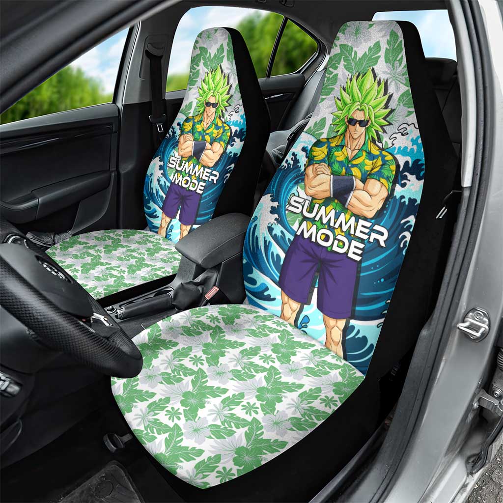 Broly Dragon Ball Summer Theme Car Seat Cover with Banana Shirt Sunglasses Shenron and Tropical Ocean Background - The Mazicc