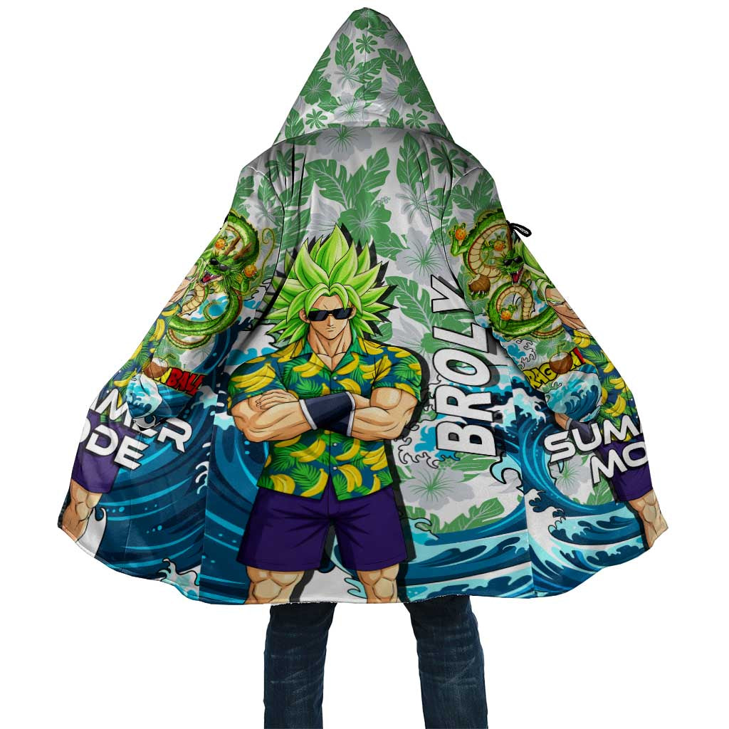 Broly Dragon Ball Summer Theme Cloak with Banana Shirt Sunglasses Shenron and Tropical Ocean Background - The Mazicc