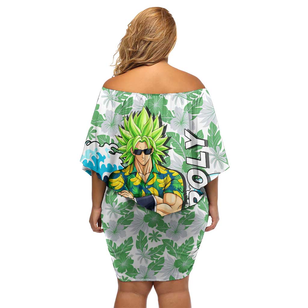 Broly Dragon Ball Summer Theme Family Matching Off Shoulder Short Dress and Hawaiian Shirt with Banana Shirt Sunglasses Shenron and Tropical Ocean Background
