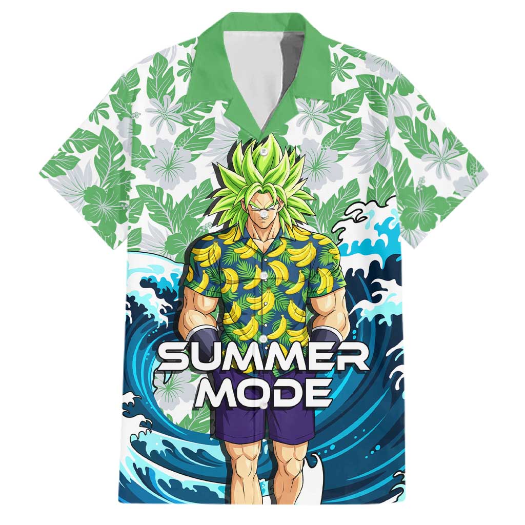Broly Dragon Ball Summer Theme Family Matching Puletasi and Hawaiian Shirt with Banana Shirt Sunglasses Shenron and Tropical Ocean Background