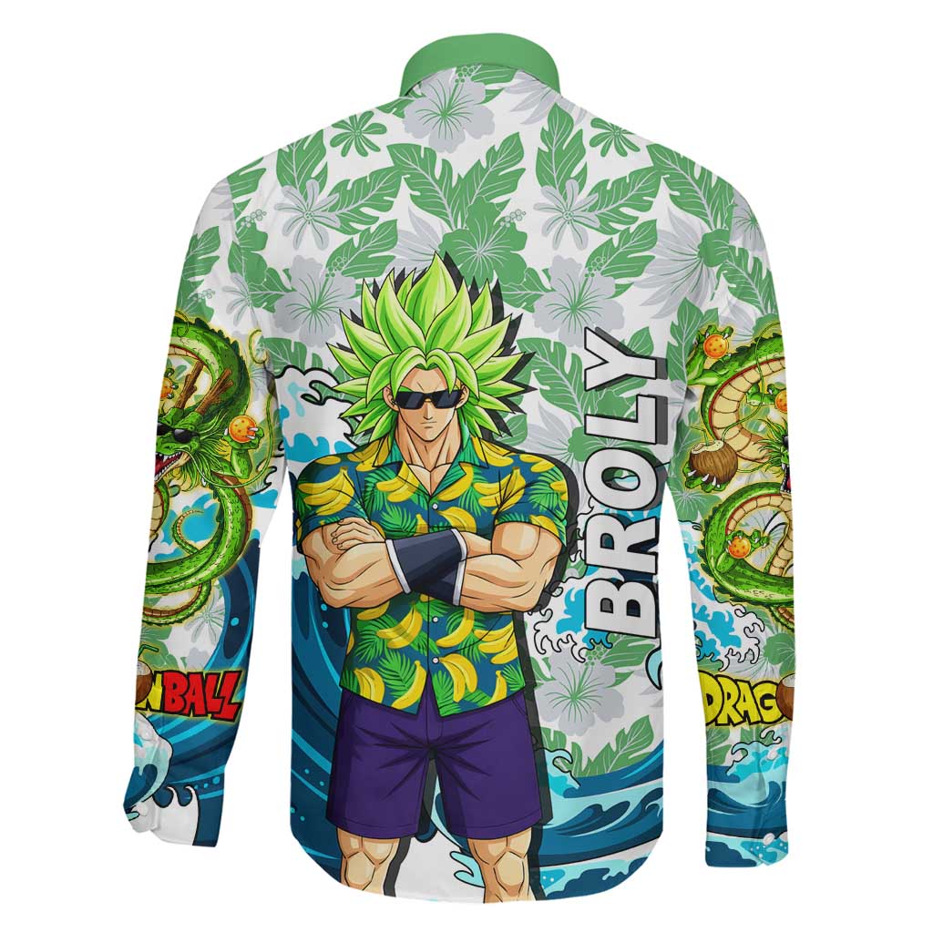 Broly Dragon Ball Summer Theme Family Matching Summer Maxi Dress and Hawaiian Shirt with Banana Shirt Sunglasses Shenron and Tropical Ocean Background