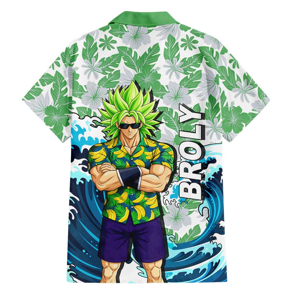 Broly Dragon Ball Summer Theme Family Matching Tank Maxi Dress and Hawaiian Shirt with Banana Shirt Sunglasses Shenron and Tropical Ocean Background