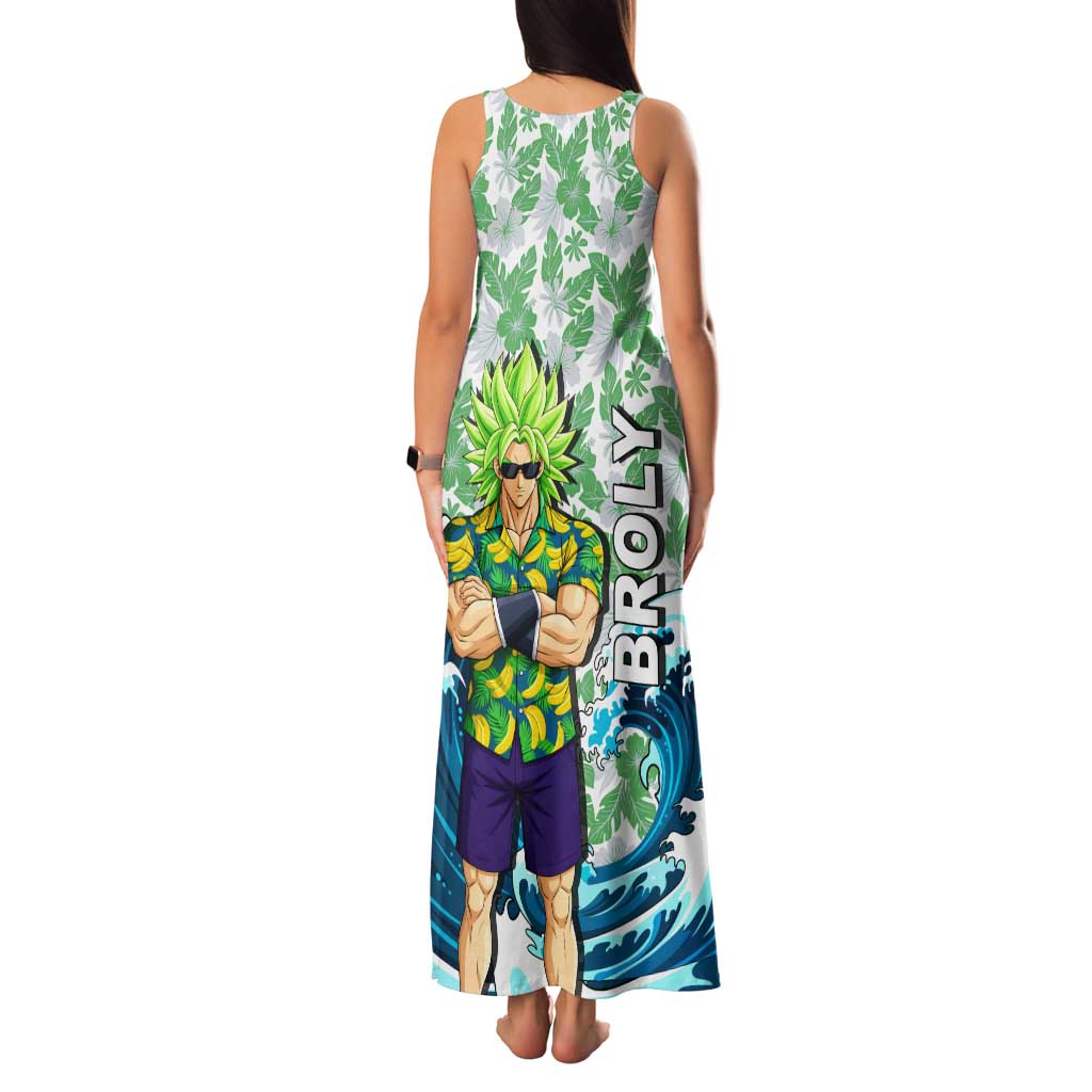 Broly Dragon Ball Summer Theme Family Matching Tank Maxi Dress and Hawaiian Shirt with Banana Shirt Sunglasses Shenron and Tropical Ocean Background