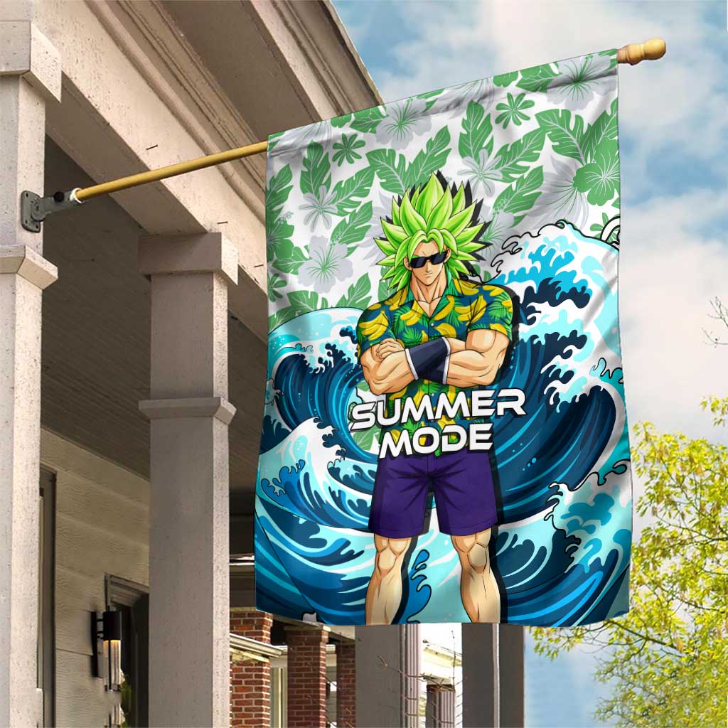 Broly Dragon Ball Summer Theme Garden Flag with Banana Shirt Sunglasses Shenron and Tropical Ocean Background - The Mazicc