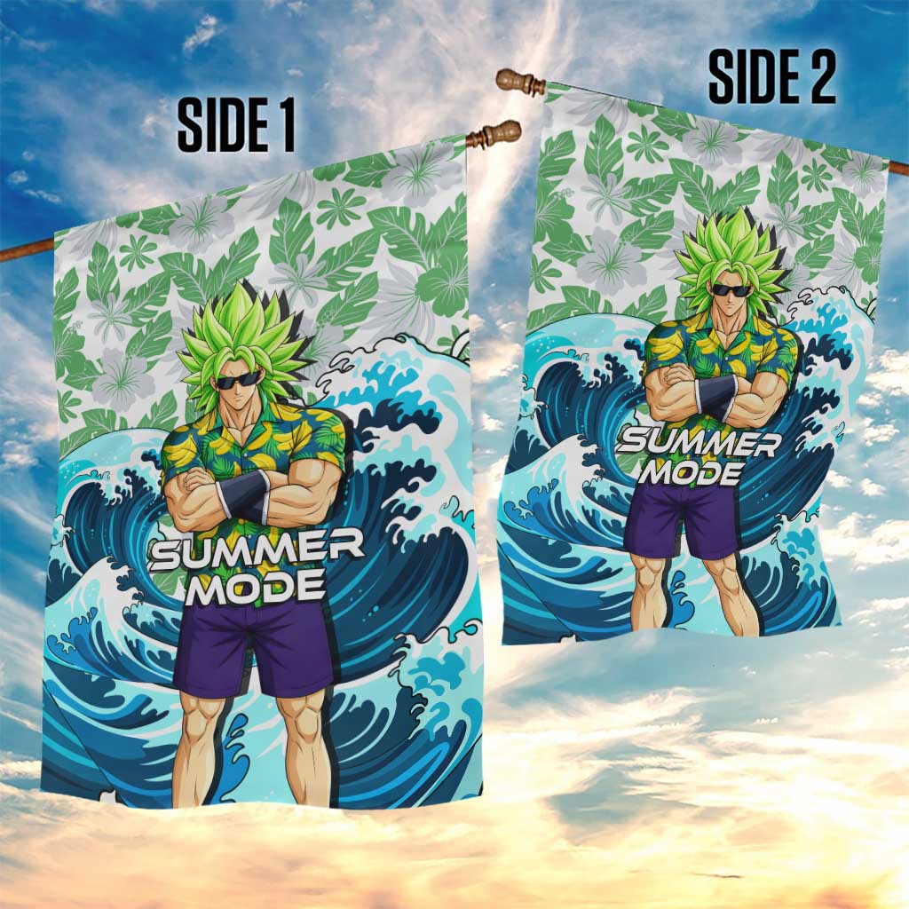 Broly Dragon Ball Summer Theme Garden Flag with Banana Shirt Sunglasses Shenron and Tropical Ocean Background - The Mazicc