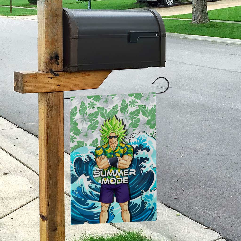 Broly Dragon Ball Summer Theme Garden Flag with Banana Shirt Sunglasses Shenron and Tropical Ocean Background - The Mazicc