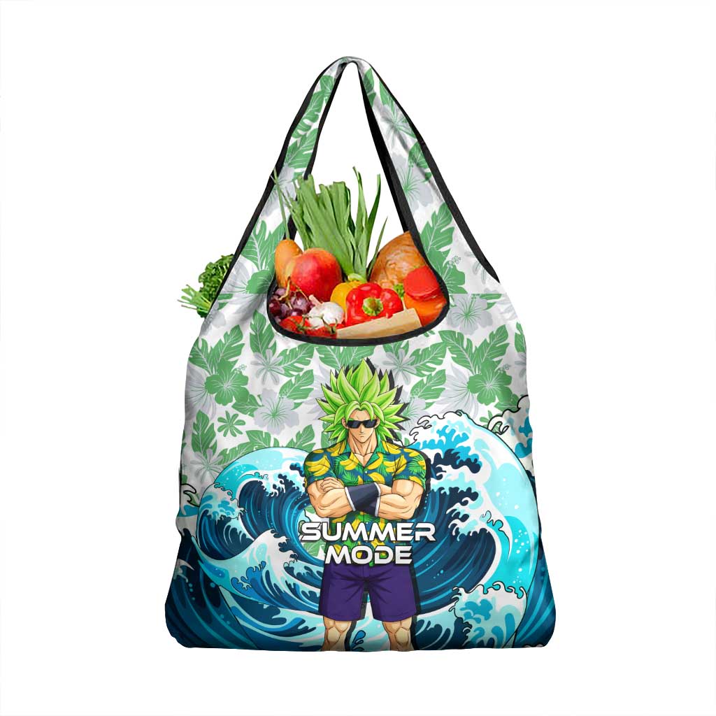 Broly Dragon Ball Summer Theme Grocery Bag with Banana Shirt Sunglasses Shenron and Tropical Ocean Background - The Mazicc