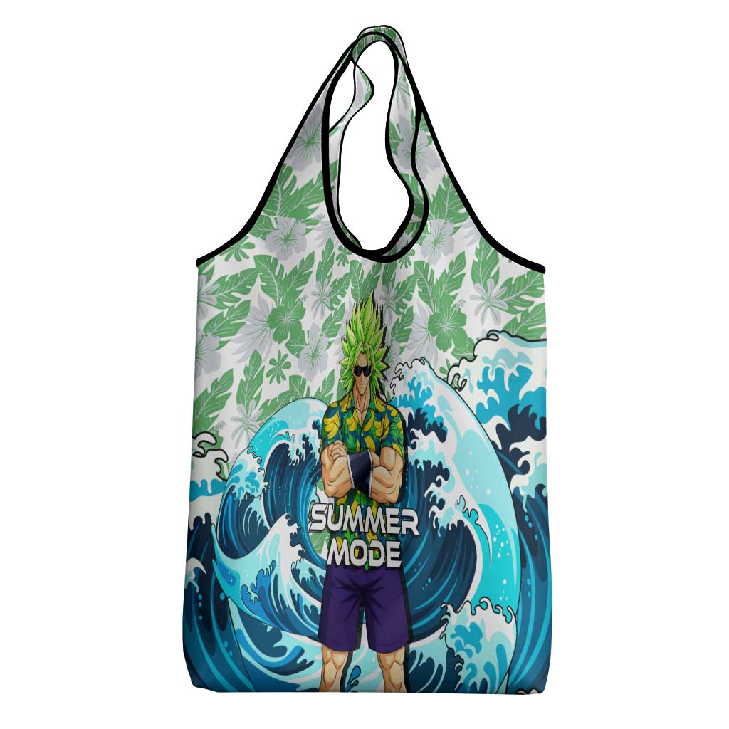 Broly Dragon Ball Summer Theme Grocery Bag with Banana Shirt Sunglasses Shenron and Tropical Ocean Background - The Mazicc