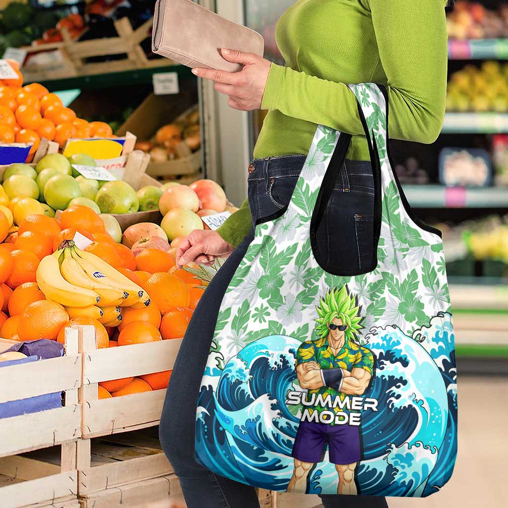 Broly Dragon Ball Summer Theme Grocery Bag with Banana Shirt Sunglasses Shenron and Tropical Ocean Background - The Mazicc