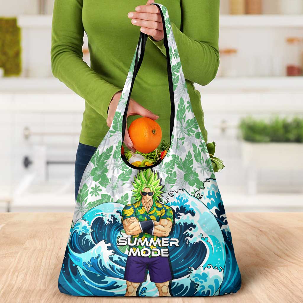 Broly Dragon Ball Summer Theme Grocery Bag with Banana Shirt Sunglasses Shenron and Tropical Ocean Background - The Mazicc