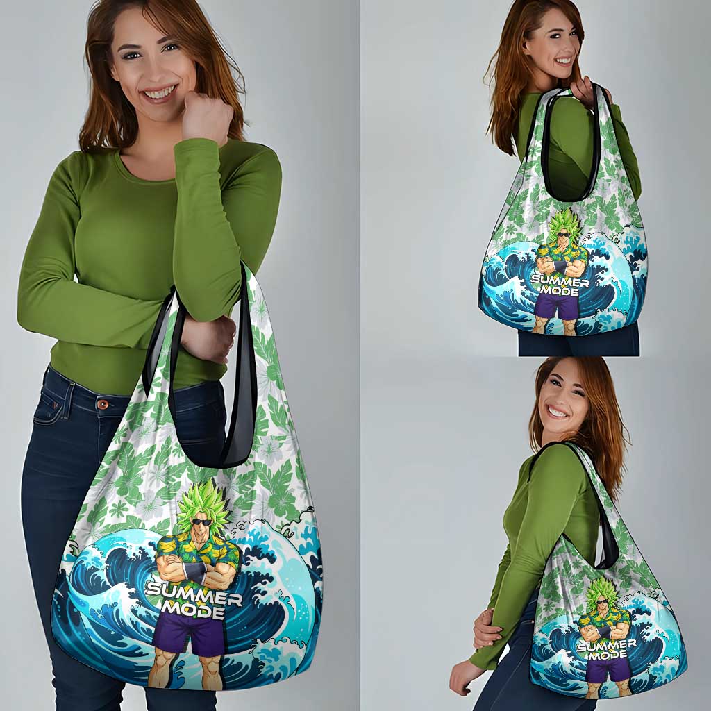 Broly Dragon Ball Summer Theme Grocery Bag with Banana Shirt Sunglasses Shenron and Tropical Ocean Background - The Mazicc