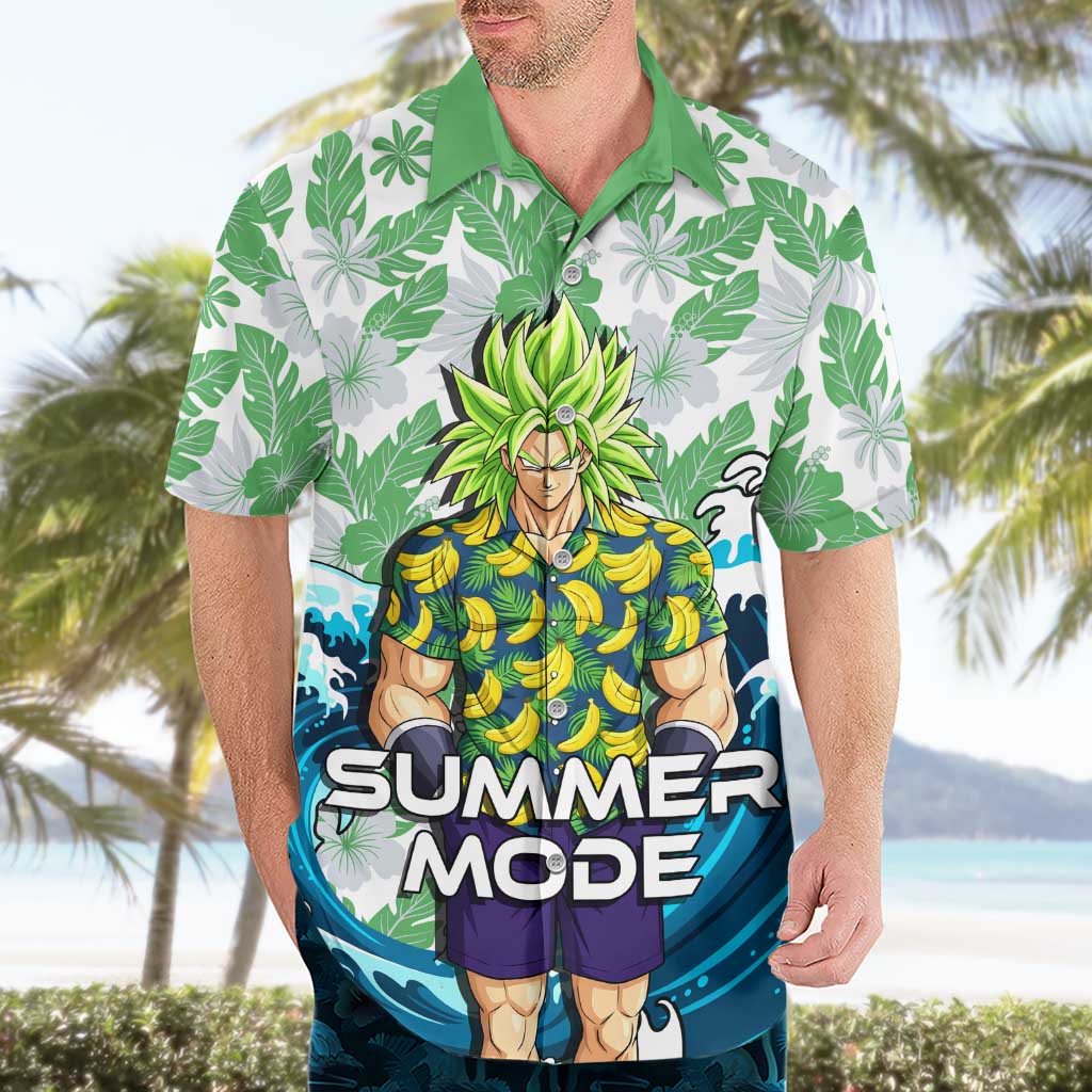 Broly Dragon Ball Summer Theme Hawaiian Shirt with Banana Shirt Sunglasses Shenron and Tropical Ocean Background - The Mazicc