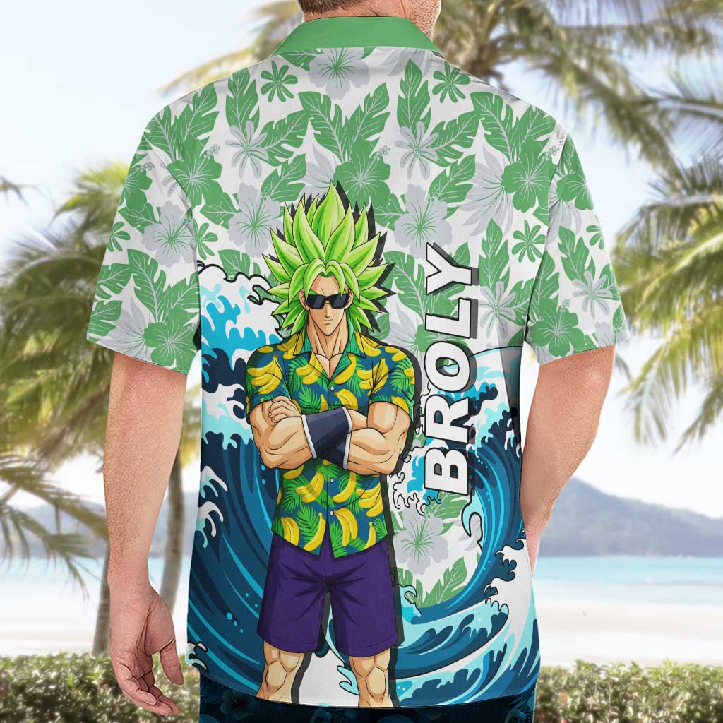 Broly Dragon Ball Summer Theme Hawaiian Shirt with Banana Shirt Sunglasses Shenron and Tropical Ocean Background - The Mazicc