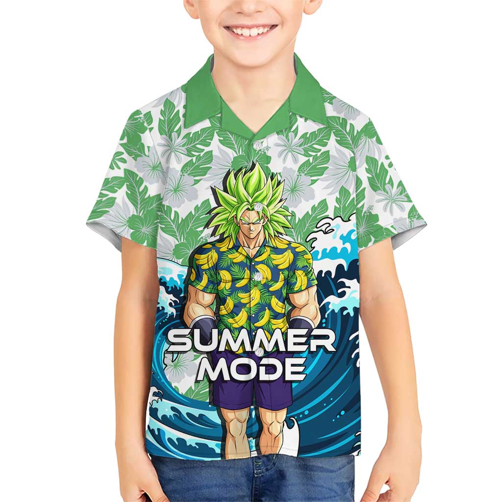 Broly Dragon Ball Summer Theme Kid Hawaiian Shirt with Banana Shirt Sunglasses Shenron and Tropical Ocean Background - The Mazicc