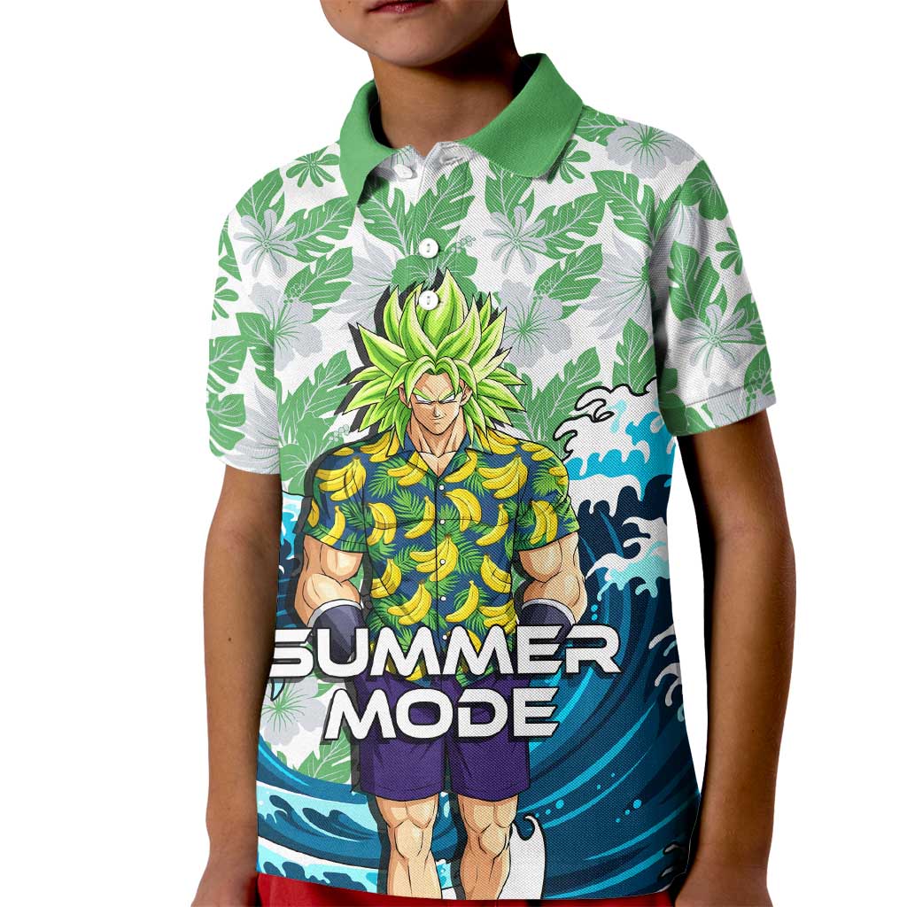 Broly Dragon Ball Summer Theme Kid Polo Shirt with Banana Shirt Sunglasses Shenron and Tropical Ocean Background - The Mazicc