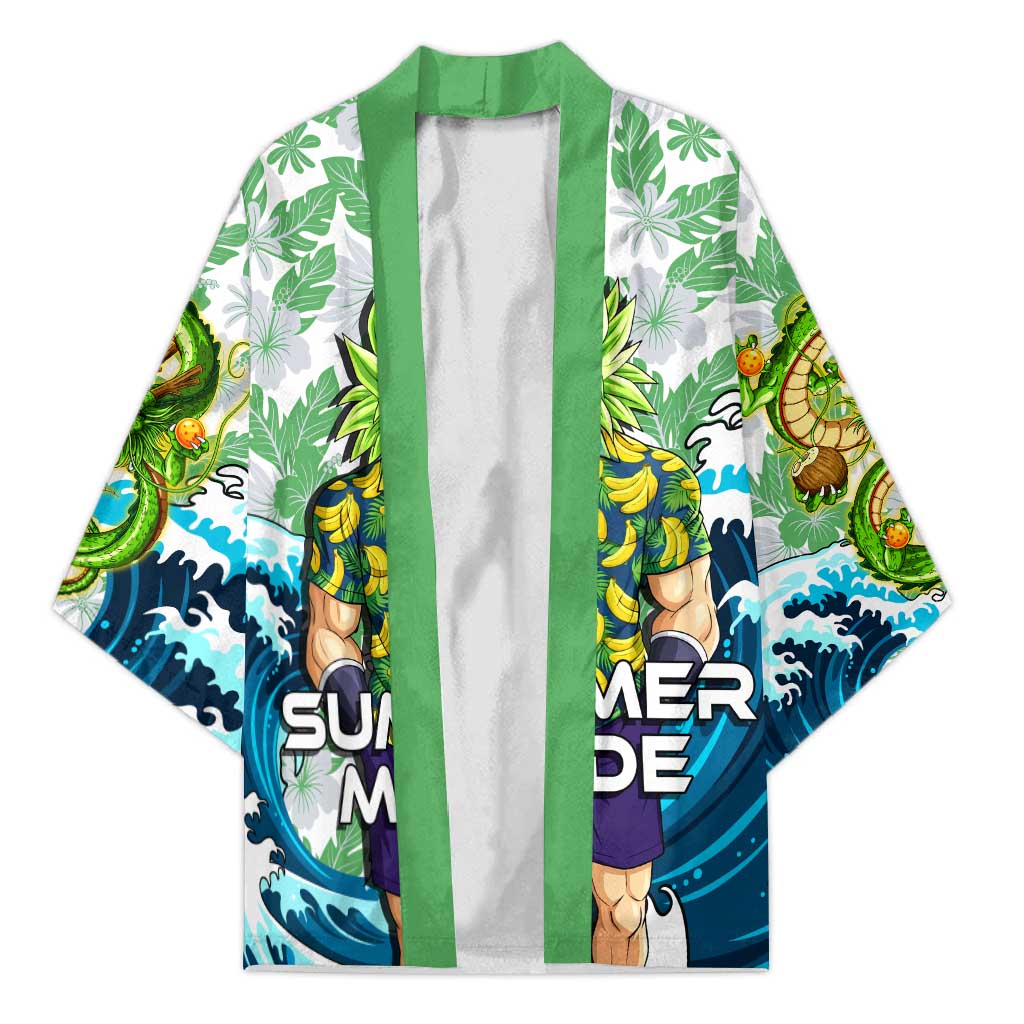Broly Dragon Ball Summer Theme Kimono with Banana Shirt Sunglasses Shenron and Tropical Ocean Background - The Mazicc