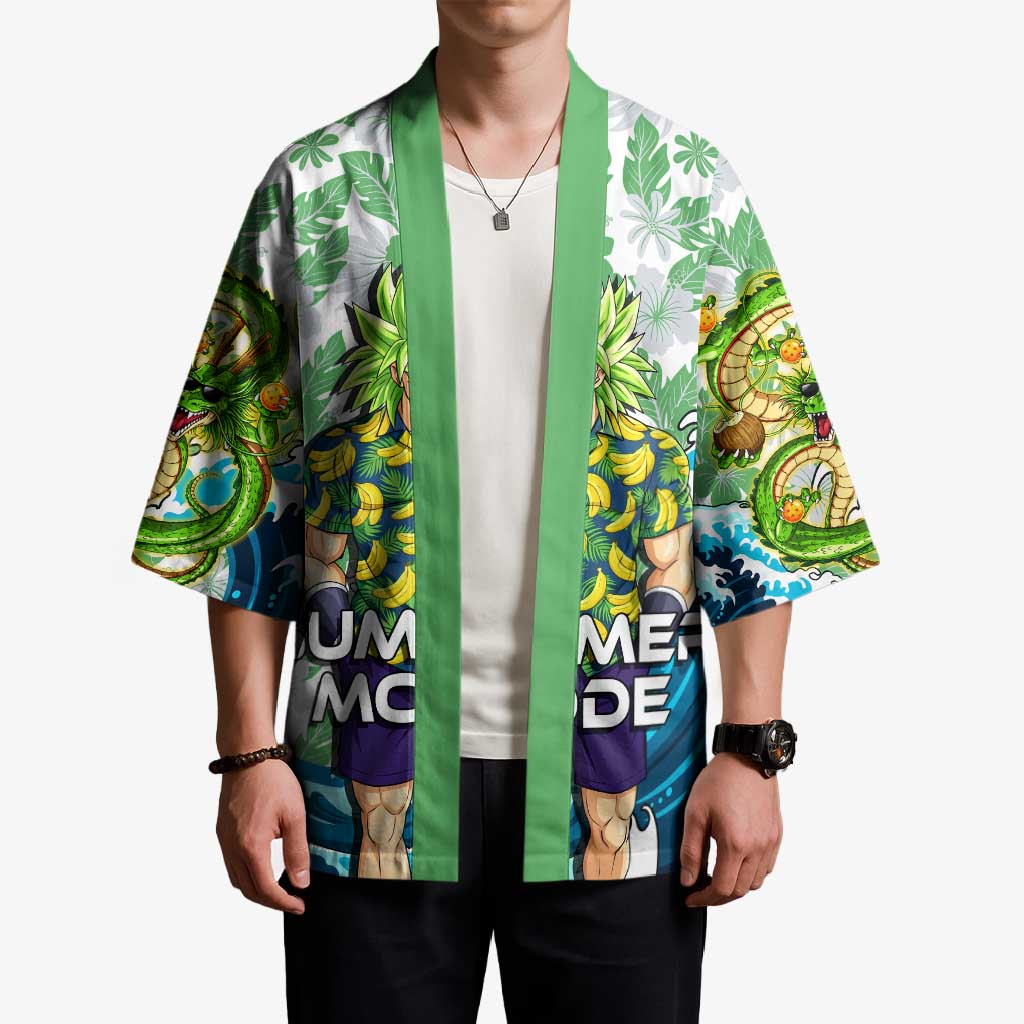 Broly Dragon Ball Summer Theme Kimono with Banana Shirt Sunglasses Shenron and Tropical Ocean Background - The Mazicc
