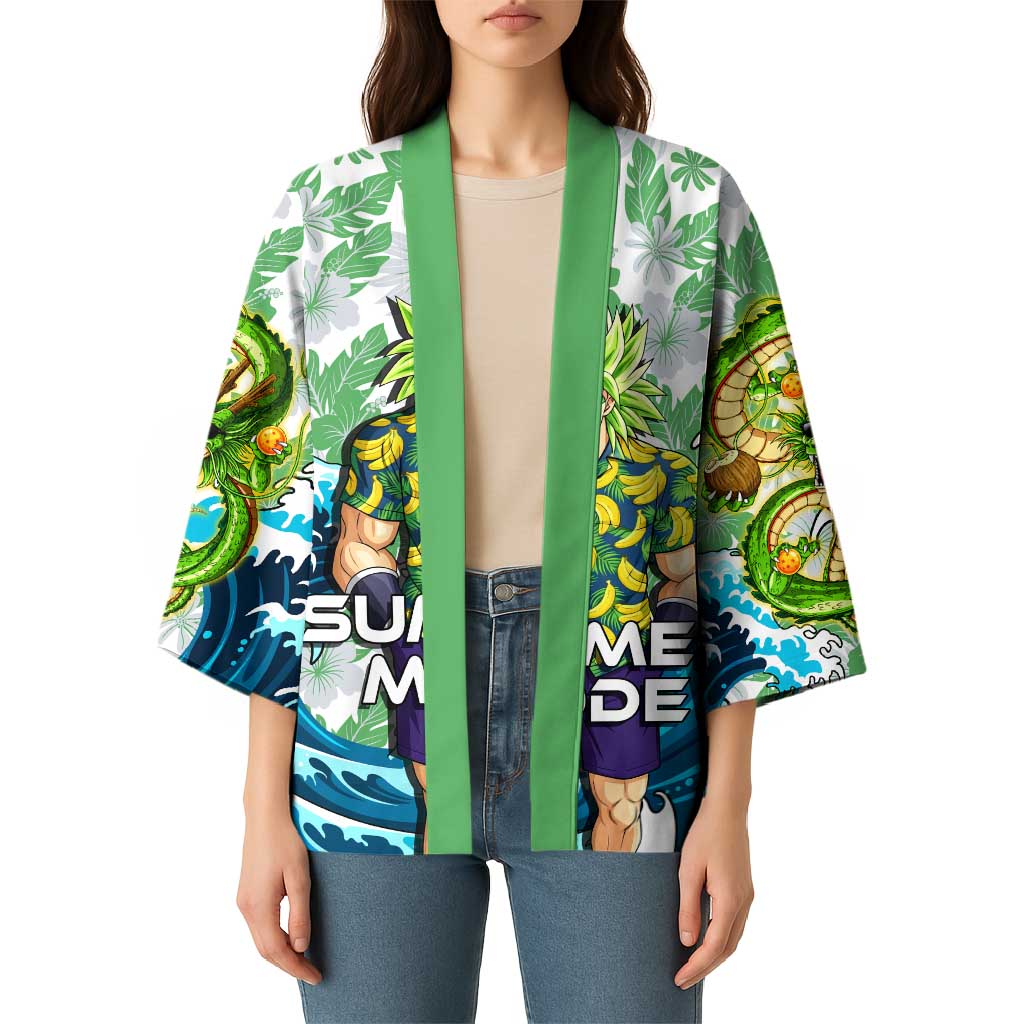 Broly Dragon Ball Summer Theme Kimono with Banana Shirt Sunglasses Shenron and Tropical Ocean Background - The Mazicc