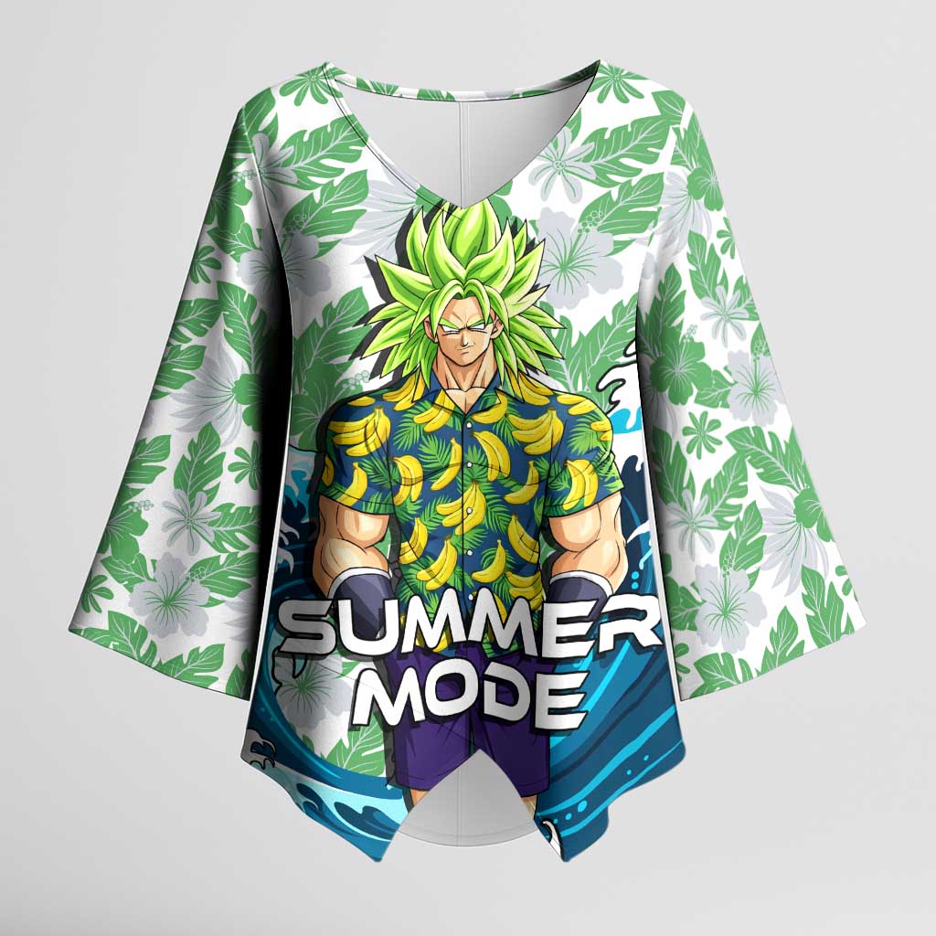 Broly Dragon Ball Summer Theme Kimono Sleeve Blouse with Banana Shirt Sunglasses Shenron and Tropical Ocean Background - The Mazicc