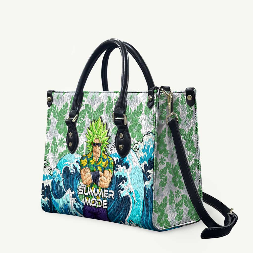 Broly Dragon Ball Summer Theme Leather Bag with Banana Shirt Sunglasses Shenron and Tropical Ocean Background - The Mazicc