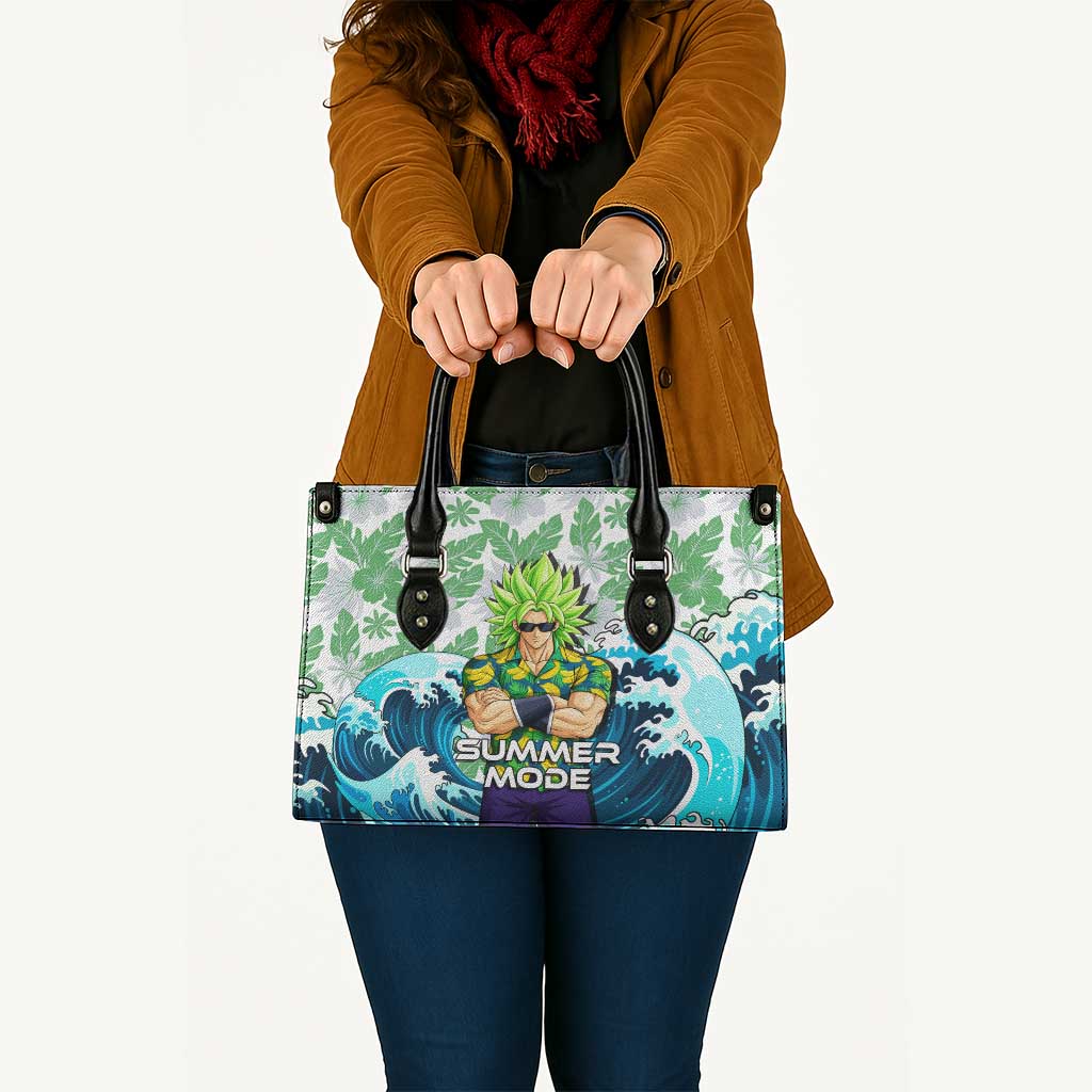 Broly Dragon Ball Summer Theme Leather Bag with Banana Shirt Sunglasses Shenron and Tropical Ocean Background - The Mazicc