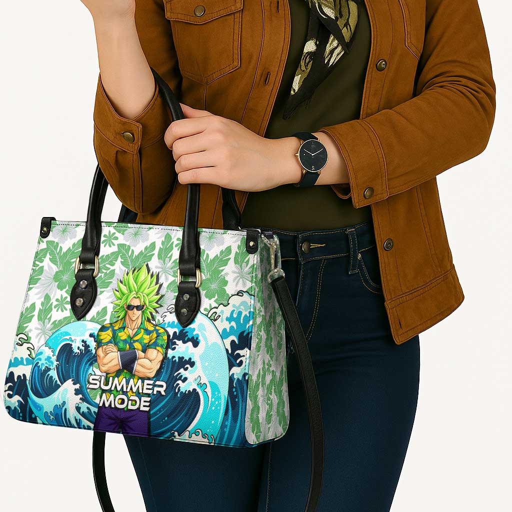 Broly Dragon Ball Summer Theme Leather Bag with Banana Shirt Sunglasses Shenron and Tropical Ocean Background - The Mazicc