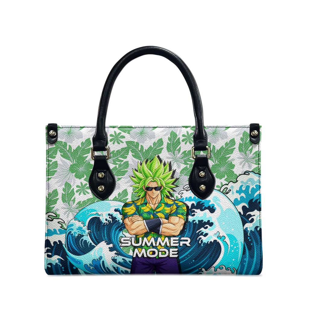 Broly Dragon Ball Summer Theme Leather Bag with Banana Shirt Sunglasses Shenron and Tropical Ocean Background - The Mazicc