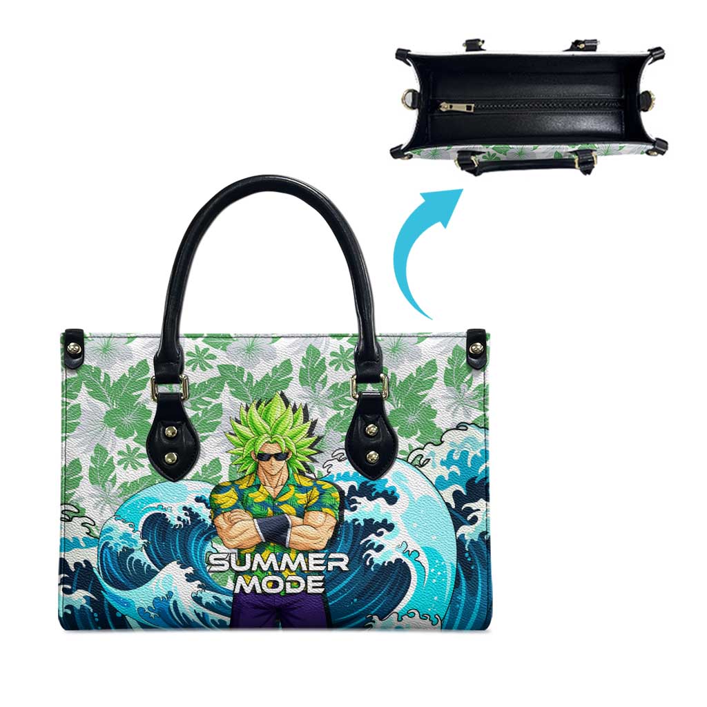 Broly Dragon Ball Summer Theme Leather Bag with Banana Shirt Sunglasses Shenron and Tropical Ocean Background - The Mazicc