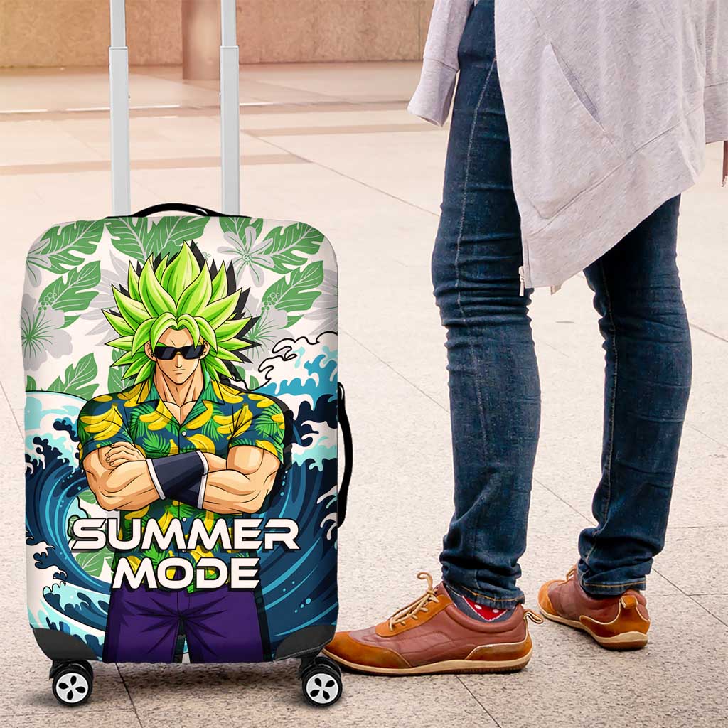 Broly Dragon Ball Summer Theme Luggage Cover with Banana Shirt Sunglasses Shenron and Tropical Ocean Background - The Mazicc