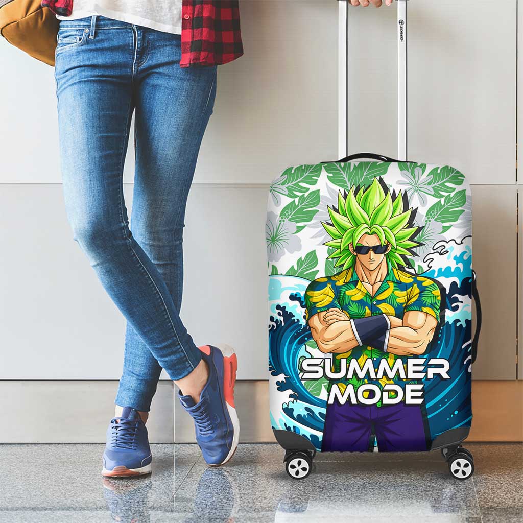 Broly Dragon Ball Summer Theme Luggage Cover with Banana Shirt Sunglasses Shenron and Tropical Ocean Background - The Mazicc