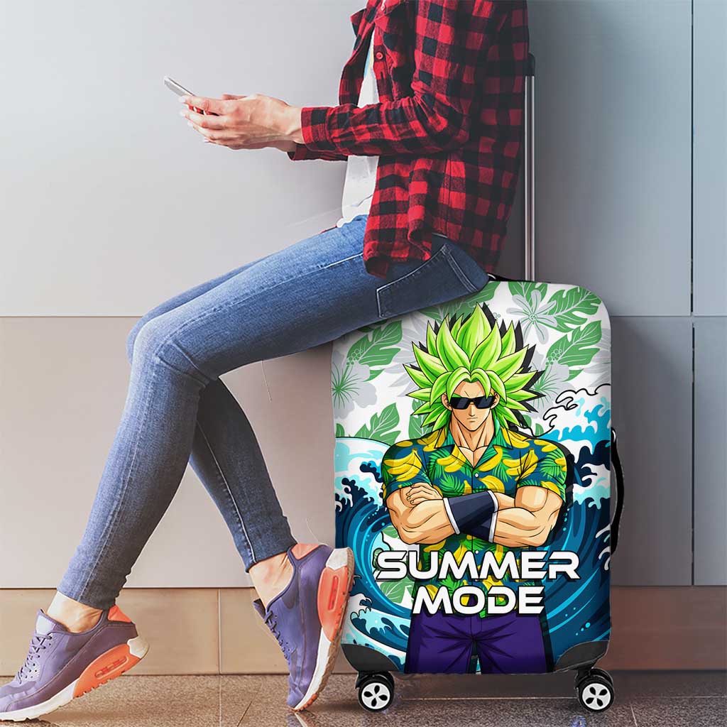 Broly Dragon Ball Summer Theme Luggage Cover with Banana Shirt Sunglasses Shenron and Tropical Ocean Background - The Mazicc