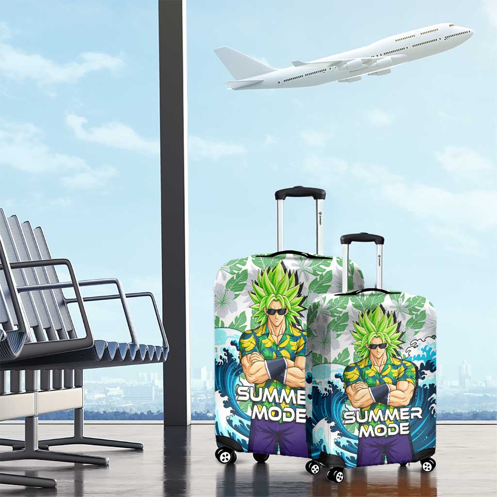 Broly Dragon Ball Summer Theme Luggage Cover with Banana Shirt Sunglasses Shenron and Tropical Ocean Background - The Mazicc