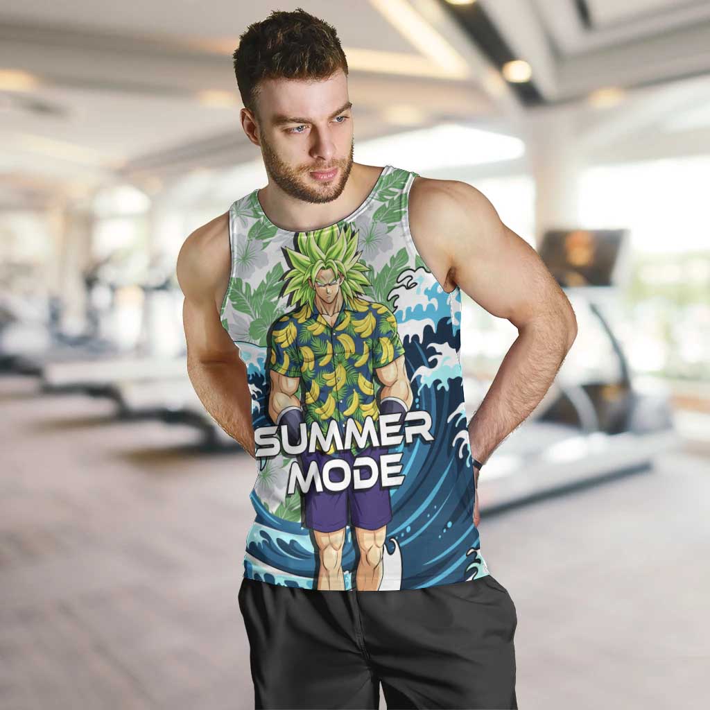 Broly Dragon Ball Summer Theme Men Tank Top with Banana Shirt Sunglasses Shenron and Tropical Ocean Background - The Mazicc