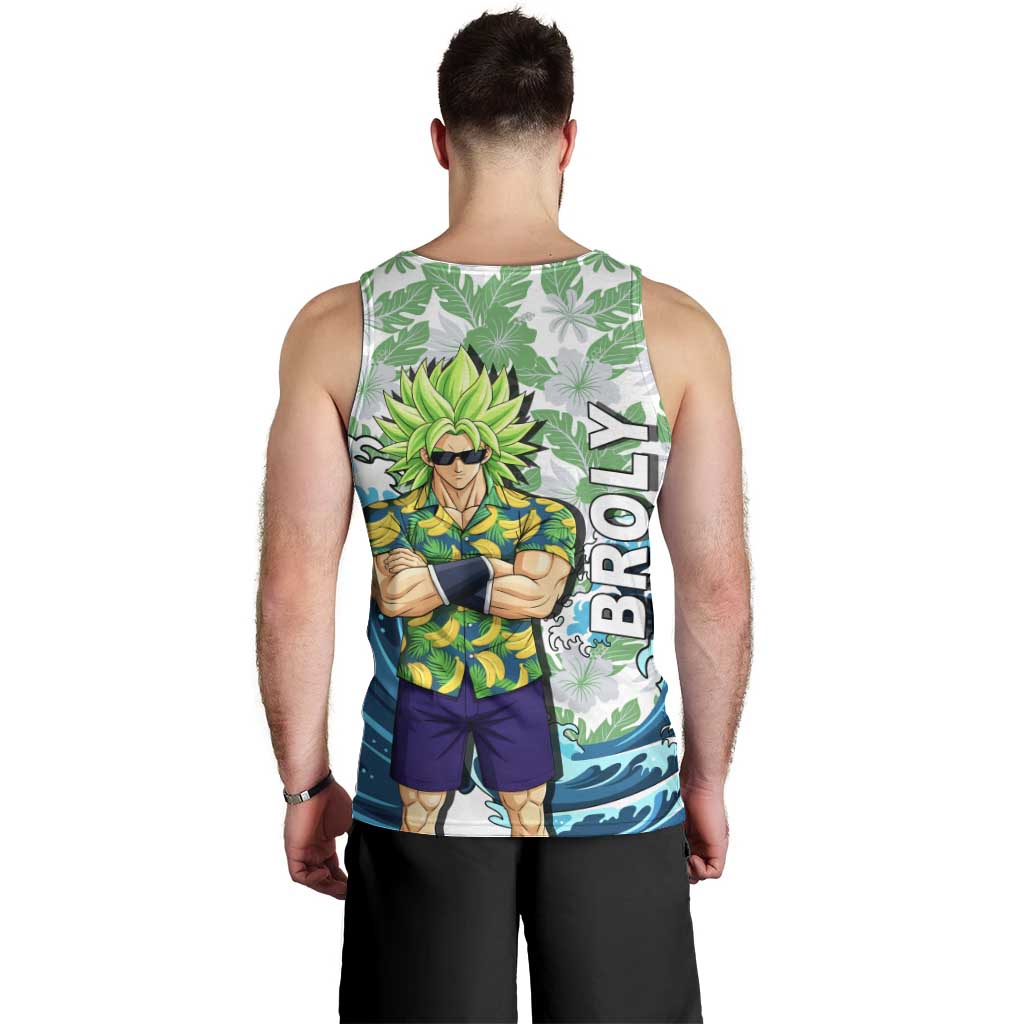 Broly Dragon Ball Summer Theme Men Tank Top with Banana Shirt Sunglasses Shenron and Tropical Ocean Background - The Mazicc
