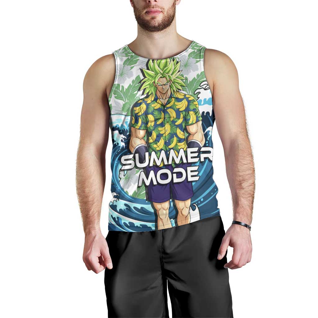 Broly Dragon Ball Summer Theme Men Tank Top with Banana Shirt Sunglasses Shenron and Tropical Ocean Background - The Mazicc