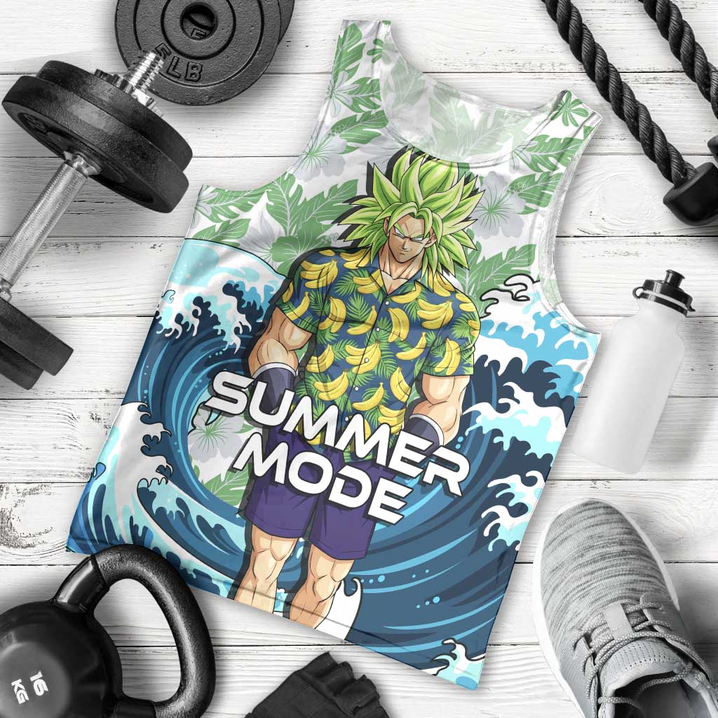 Broly Dragon Ball Summer Theme Men Tank Top with Banana Shirt Sunglasses Shenron and Tropical Ocean Background - The Mazicc