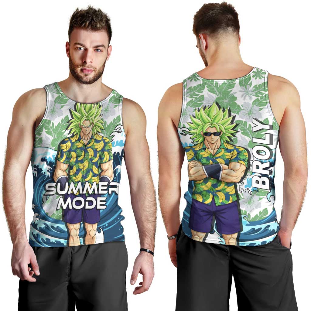 Broly Dragon Ball Summer Theme Men Tank Top with Banana Shirt Sunglasses Shenron and Tropical Ocean Background - The Mazicc