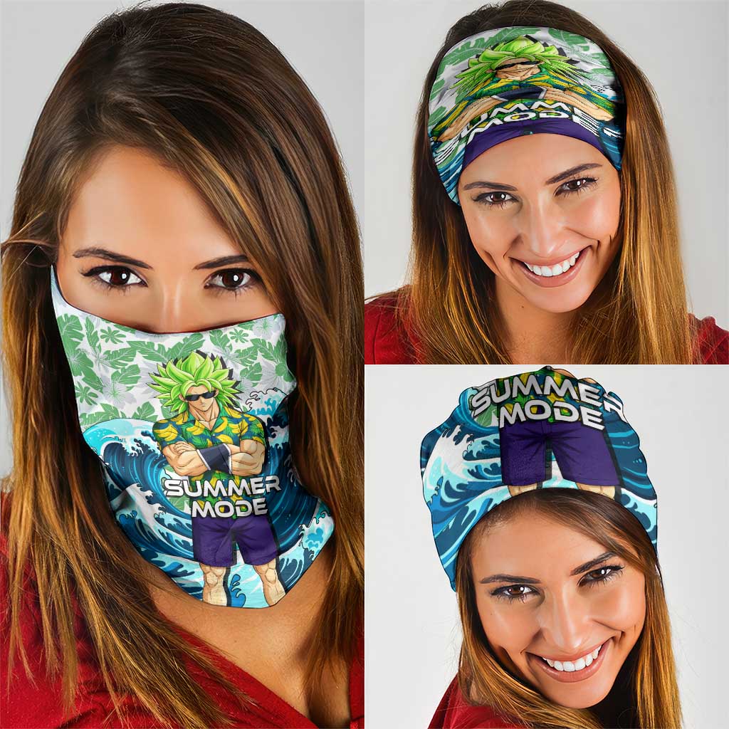Broly Dragon Ball Summer Theme Neck Gaiter with Banana Shirt Sunglasses Shenron and Tropical Ocean Background - The Mazicc