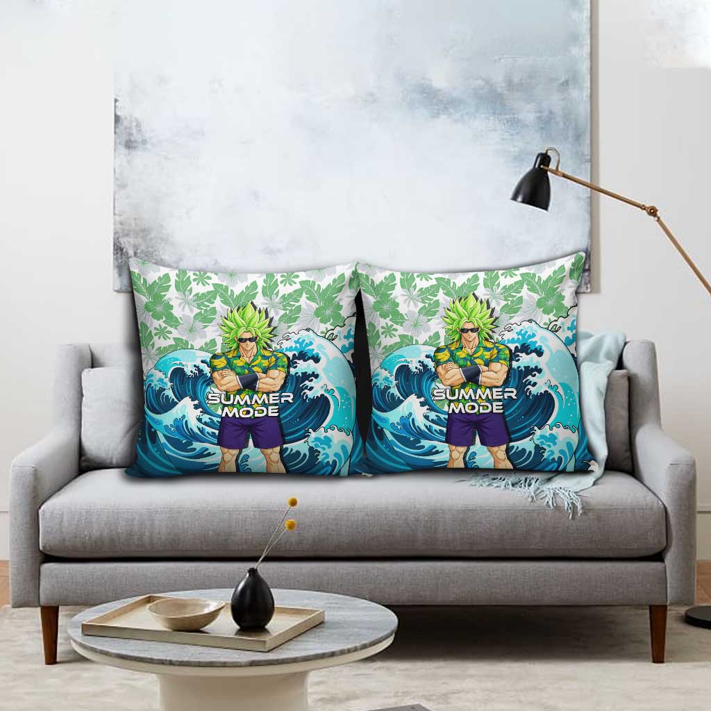 Broly Dragon Ball Summer Theme Pillow Cover with Banana Shirt Sunglasses Shenron and Tropical Ocean Background - The Mazicc