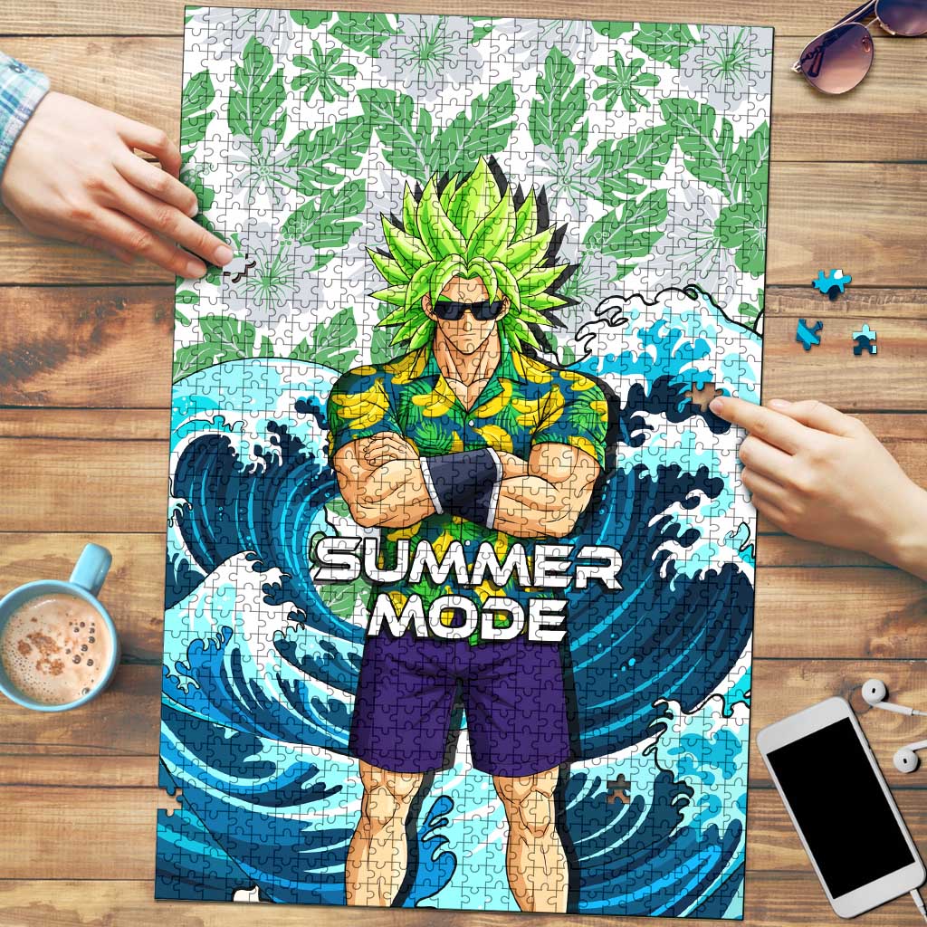 Broly Dragon Ball Summer Theme Puzzle with Banana Shirt Sunglasses Shenron and Tropical Ocean Background - The Mazicc