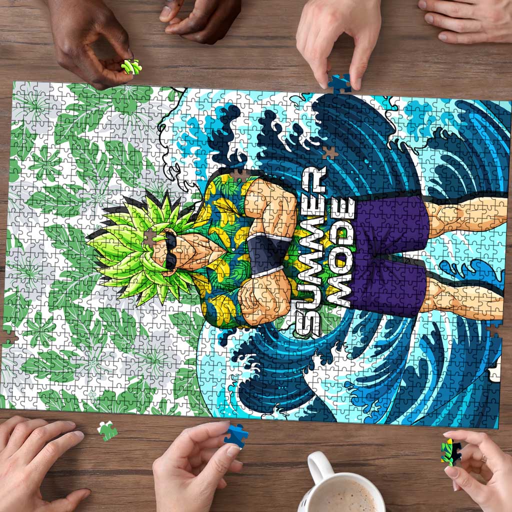 Broly Dragon Ball Summer Theme Puzzle with Banana Shirt Sunglasses Shenron and Tropical Ocean Background - The Mazicc