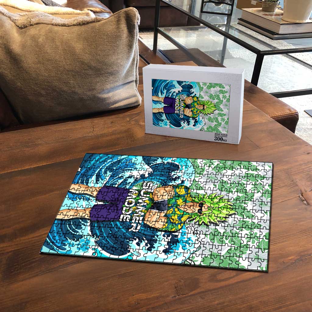 Broly Dragon Ball Summer Theme Puzzle with Banana Shirt Sunglasses Shenron and Tropical Ocean Background - The Mazicc