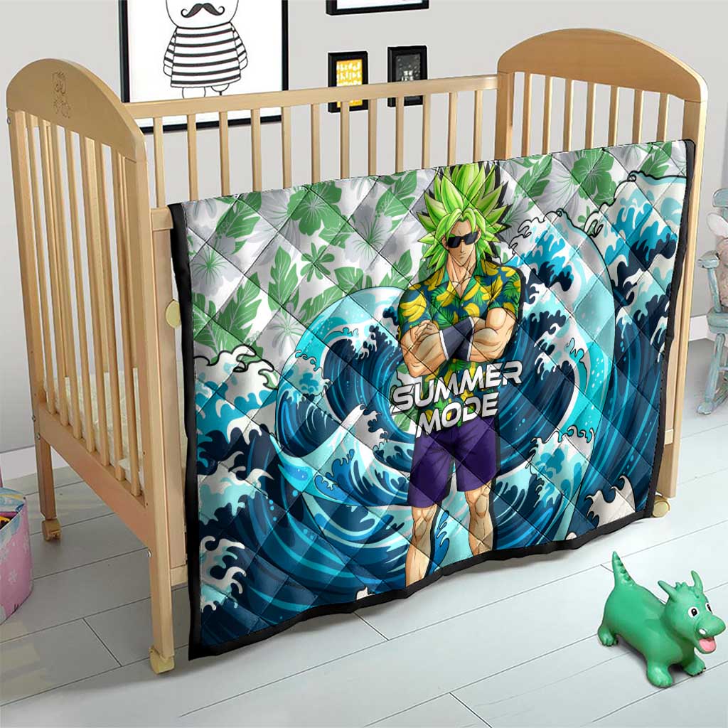 Broly Dragon Ball Summer Theme Quilt with Banana Shirt Sunglasses Shenron and Tropical Ocean Background - The Mazicc