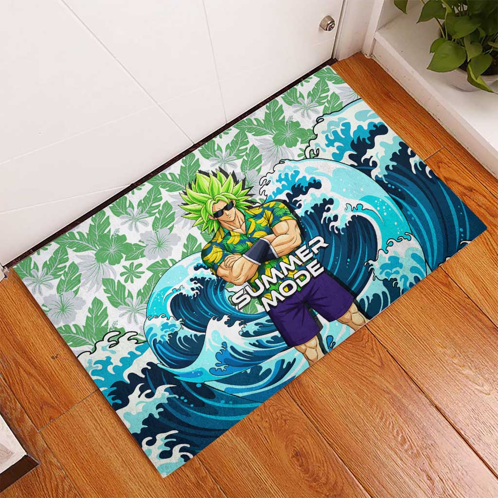 Broly Dragon Ball Summer Theme Rubber Doormat with Banana Shirt Sunglasses Shenron and Tropical Ocean Background - The Mazicc